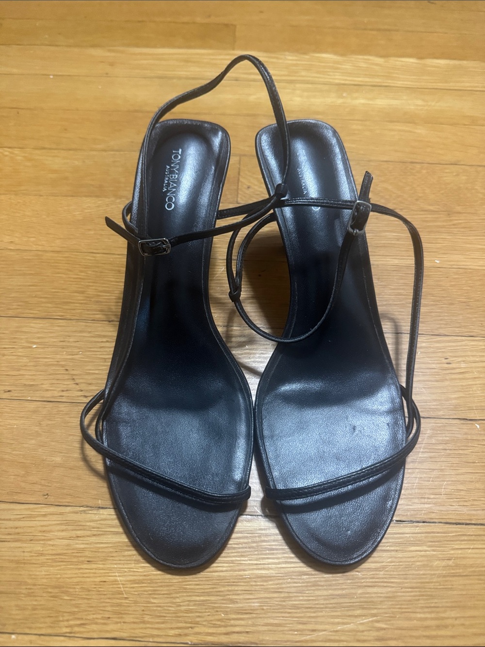 Tony Bianco Black Minimal Strappy Slingback Heels